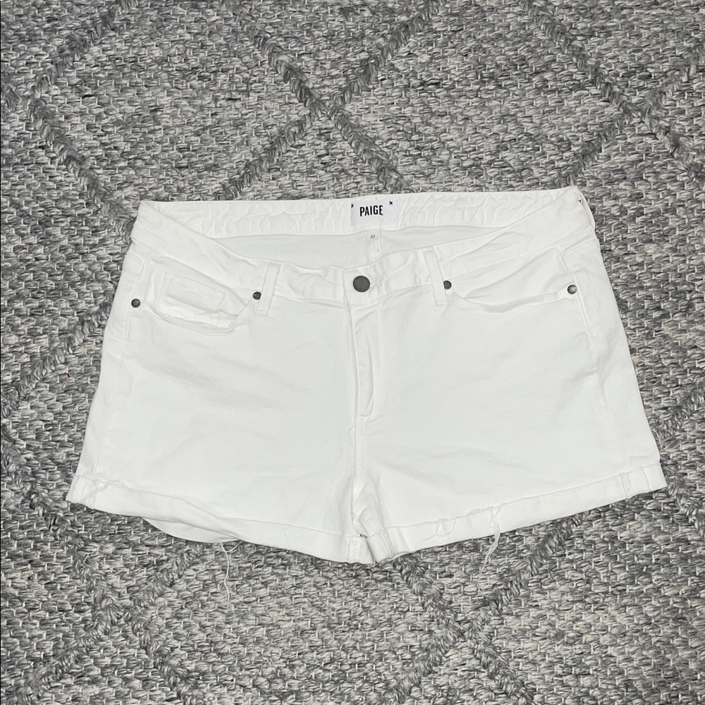PAIGE Women's Bright White Denim Shorts